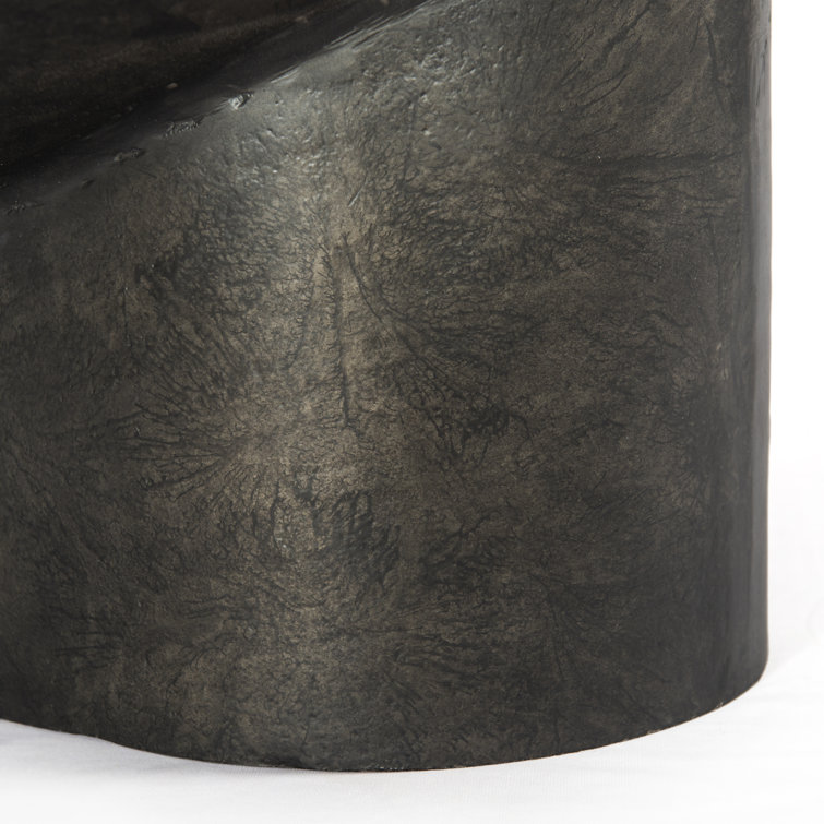 Raw Black Aluminum Round Coffee Table with Storage