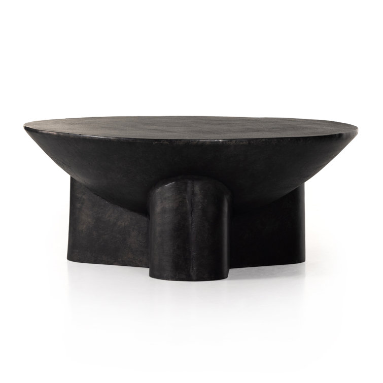 Lagos 36" Raw Black Metal Round Coffee Table