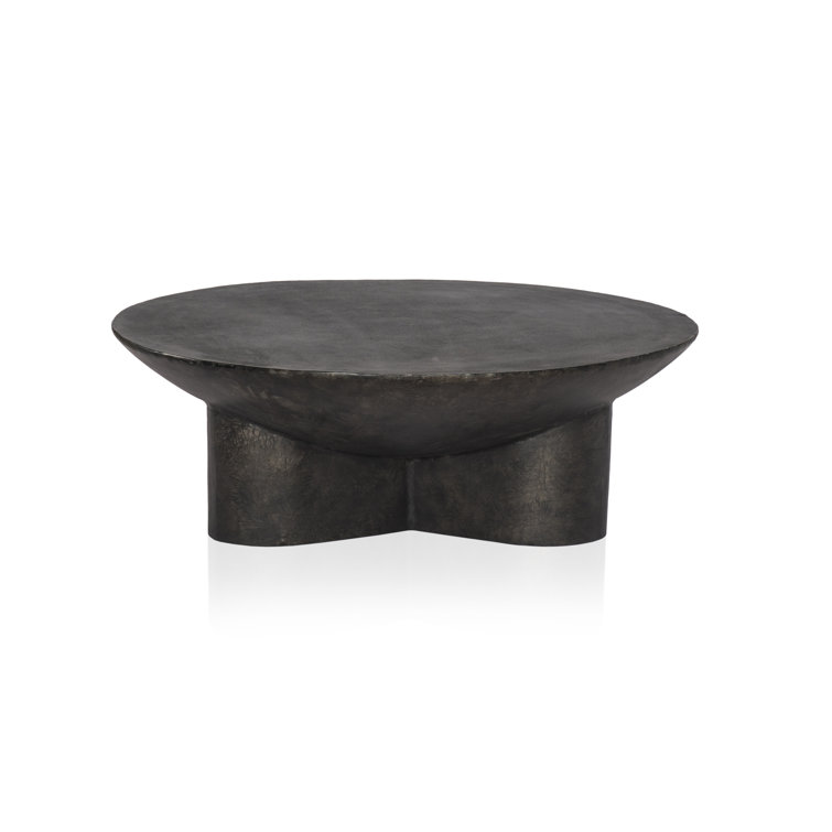 Raw Black Aluminum Round Coffee Table with Storage