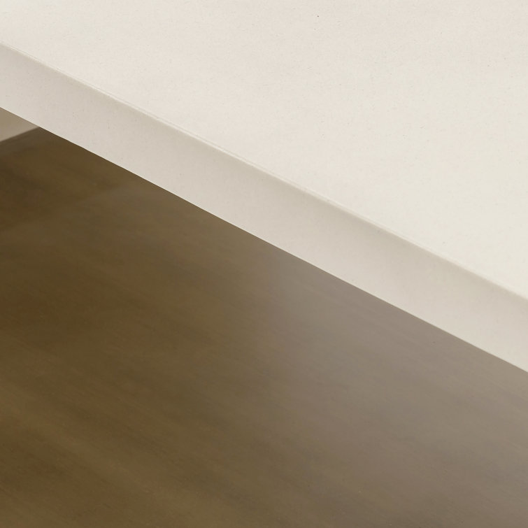 Parchment White Concrete Rectangular Outdoor Coffee Table