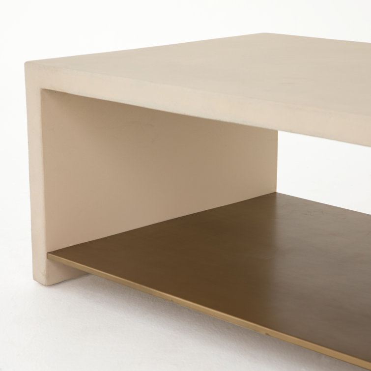 Parchment White Concrete Rectangular Outdoor Coffee Table