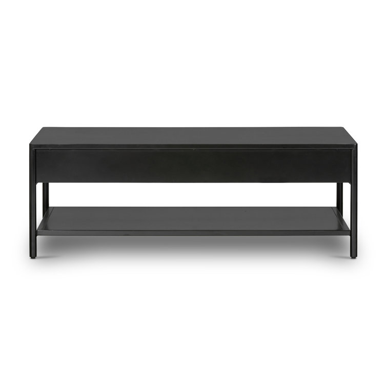 Contemporary Modern Black Iron Coffee Table with Storage