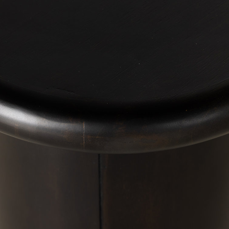 Charcoal Parawood Round Pedestal End Table
