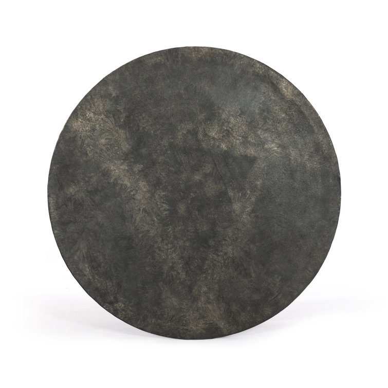 Raw Black Aluminum Round Coffee Table with Storage