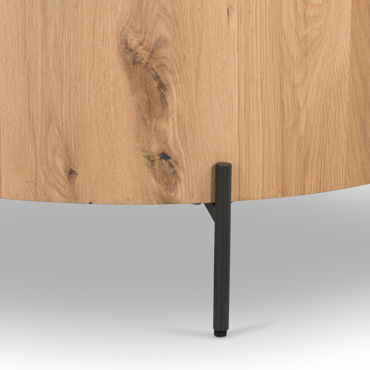 Light Oak and Gunmetal Round Coffee Table