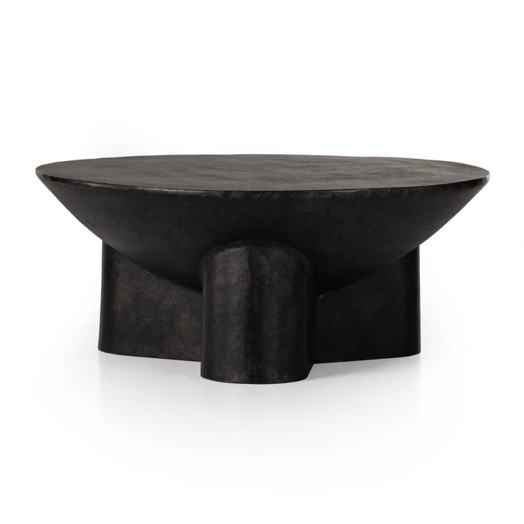 Lagos 36" Raw Black Metal Round Coffee Table