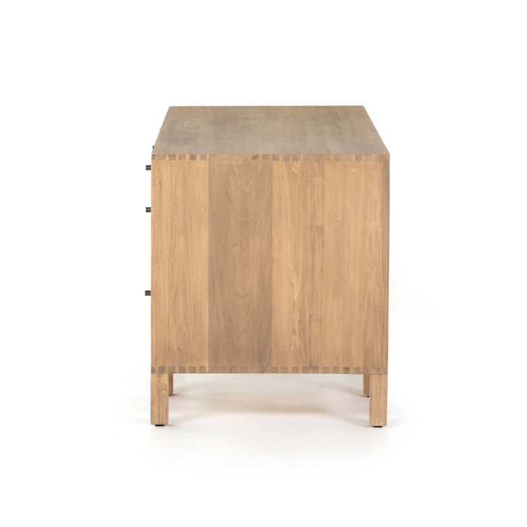 Isador Executive Desk in Dry Wash Poplar with Iron and Leather Accents