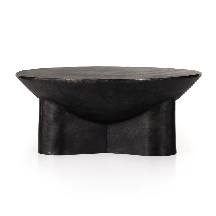 Lagos 36" Raw Black Metal Round Coffee Table