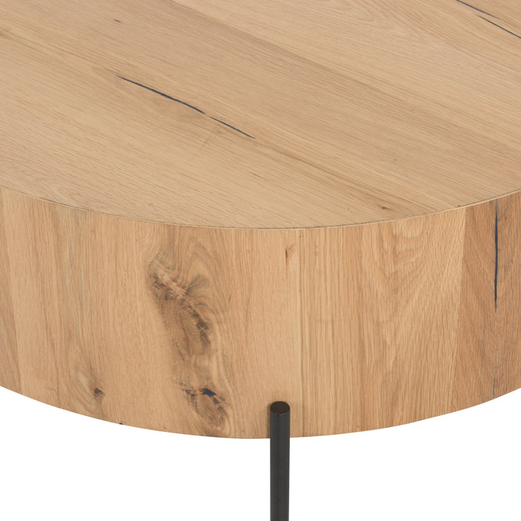 Light Oak and Gunmetal Round Coffee Table