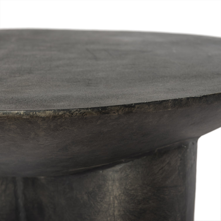 Raw Black Aluminum Round Coffee Table with Storage