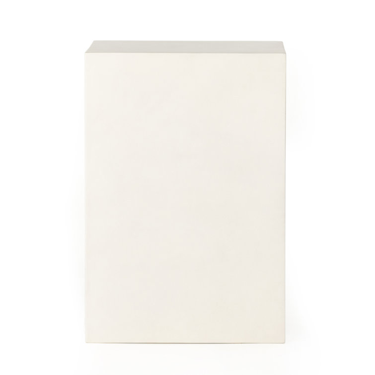 Parish White Concrete Parsons Style Outdoor Side Table