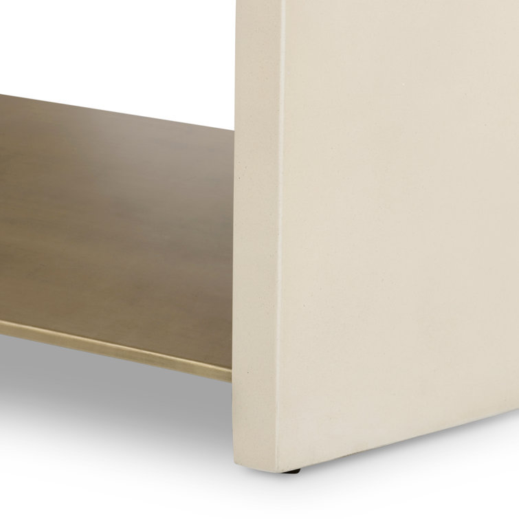 Parchment White Concrete Rectangular Outdoor Coffee Table