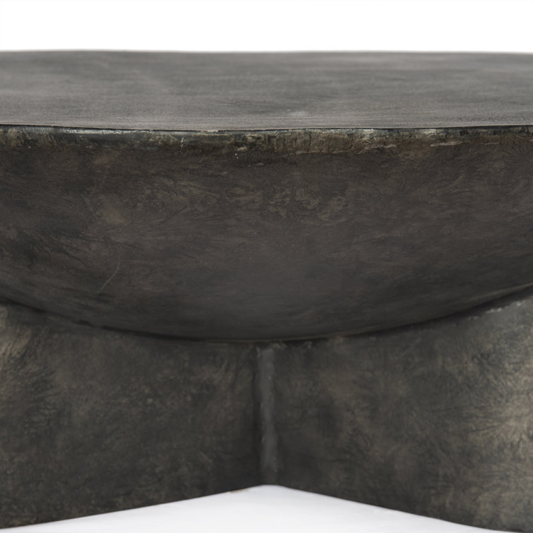 Raw Black Aluminum Round Coffee Table with Storage