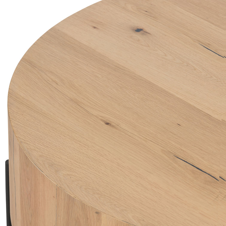 Light Oak and Gunmetal Round Coffee Table