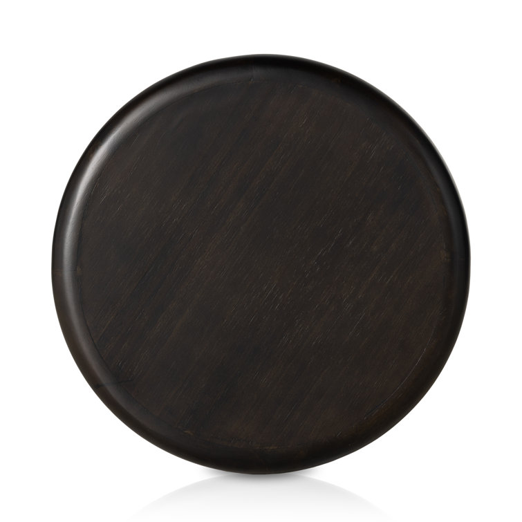 Charcoal Parawood Round Pedestal End Table