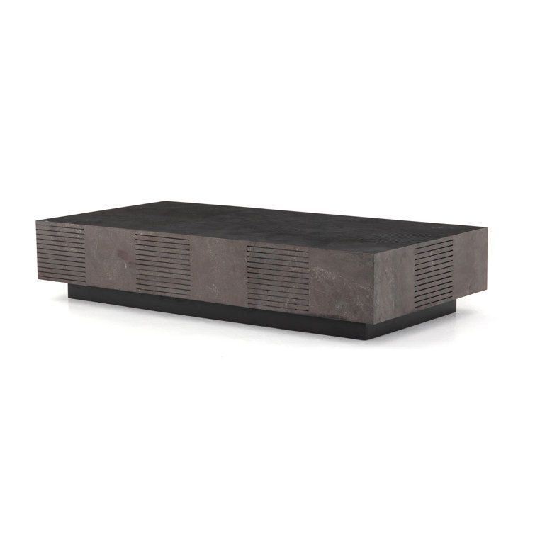 Masera 60'' Jet Black Oak Rectangular Coffee Table with Bluestone Top