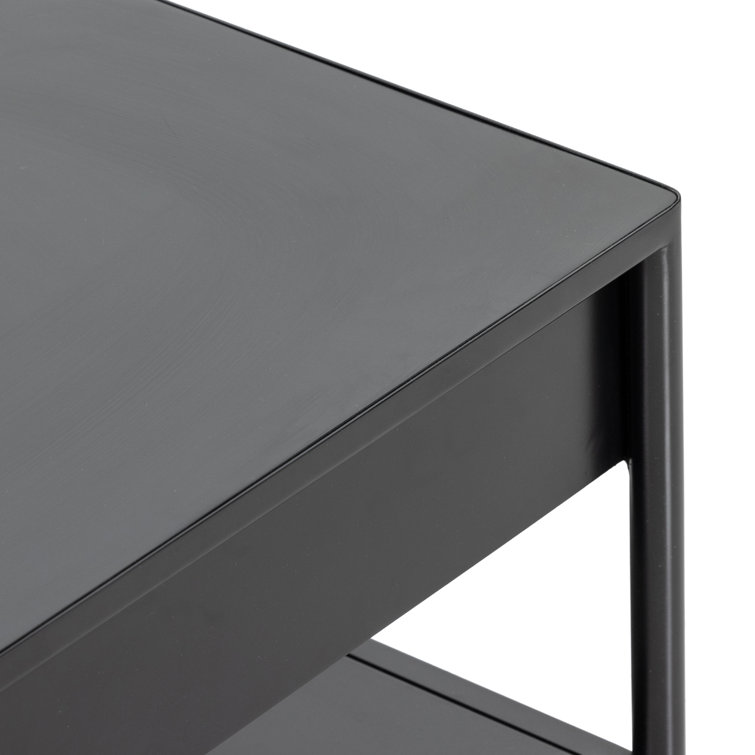 Contemporary Modern Black Iron Coffee Table with Storage