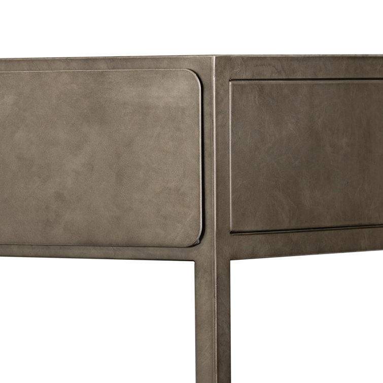 Industrial 50'' Brown and Zinc Console Table with Storage