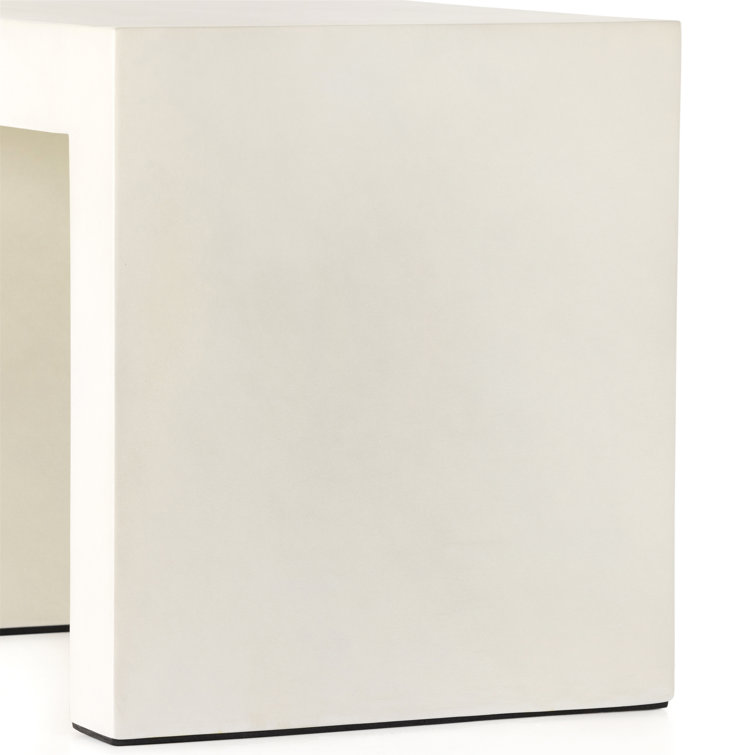 Parish White Concrete Parsons Style Outdoor Side Table