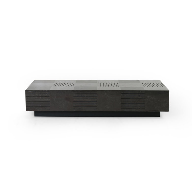 Masera 60'' Jet Black Oak Rectangular Coffee Table with Bluestone Top