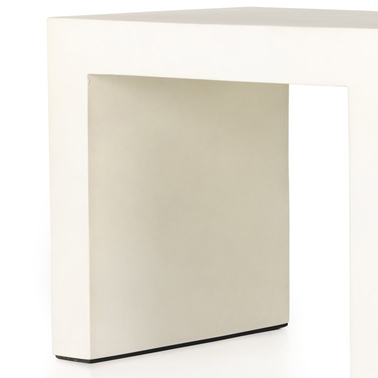Parish White Concrete Parsons Style Outdoor Side Table