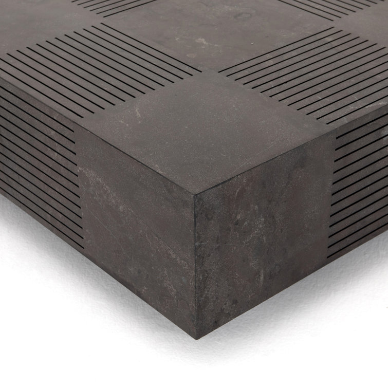 Masera 60'' Jet Black Oak Rectangular Coffee Table with Bluestone Top