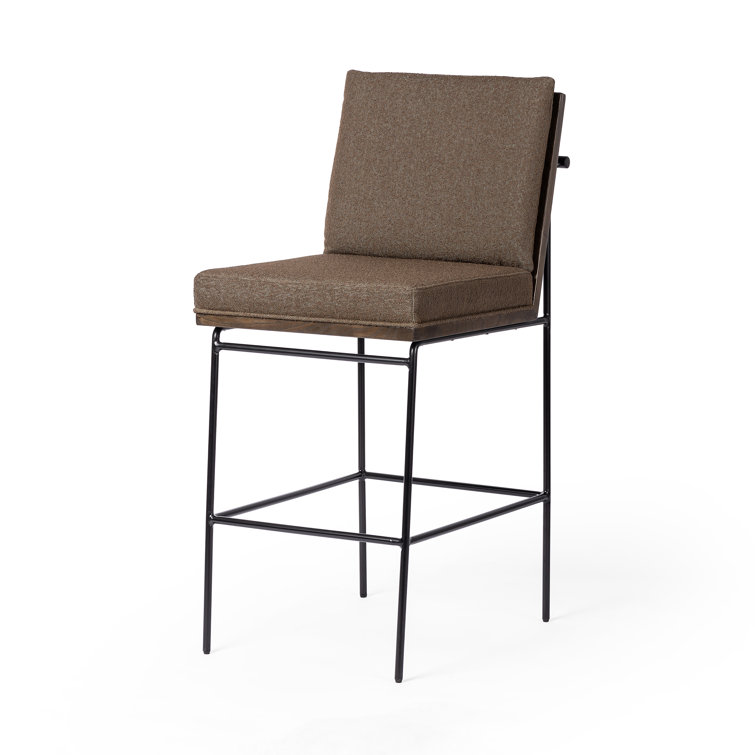 Savile Flax Cream Counter Stool with Black Iron Frame