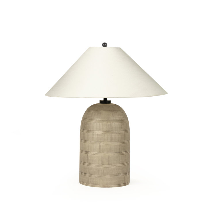 Etched Silver 24" Table Lamp with White Shade