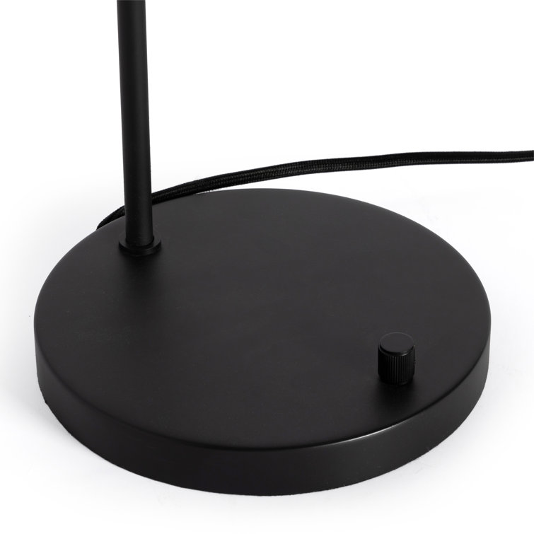 Cullen Adjustable Black Leather & Walnut 1-Light Desk Lamp