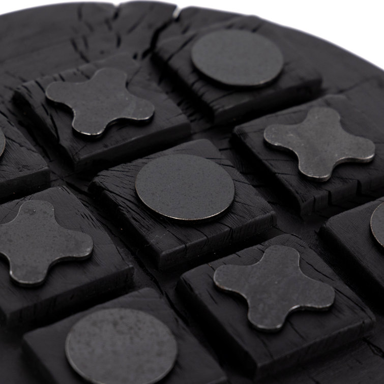 Carbonized Black and Gray Reclaimed Wood Tic Tac Toe Set