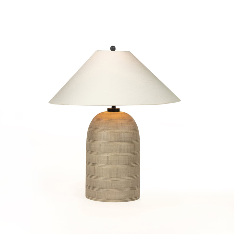 Etched Silver 24" Table Lamp with White Shade
