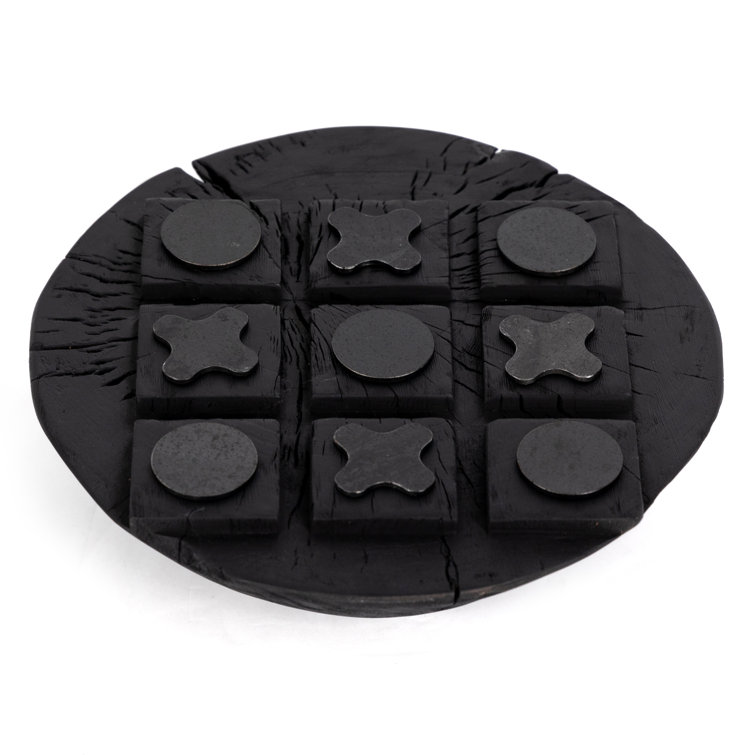 Carbonized Black and Gray Reclaimed Wood Tic Tac Toe Set