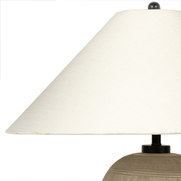 Etched Silver 24" Table Lamp with White Shade
