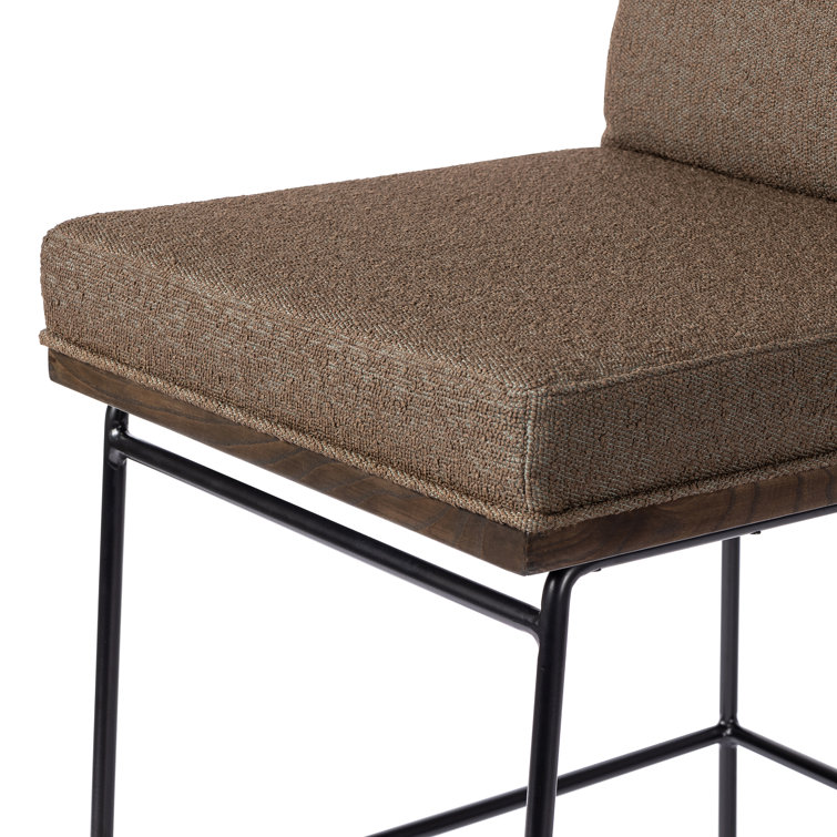 Savile Flax Cream Counter Stool with Black Iron Frame