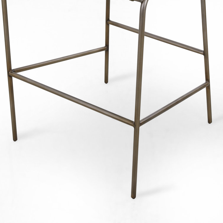 Astrud Sculpted Scallop-Back Bar Stool in Fiqa Boucle Olive
