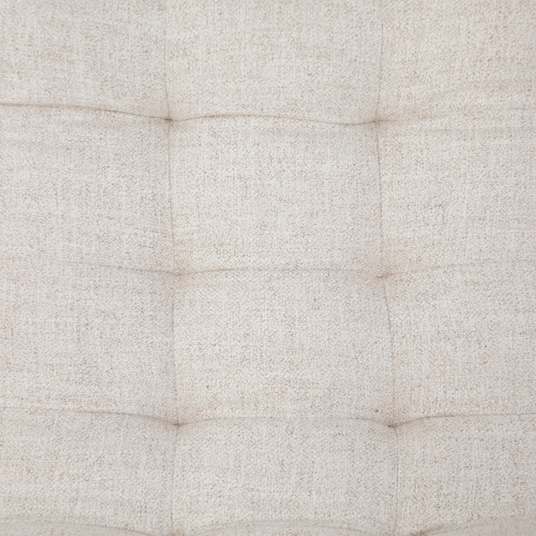 Contemporary Swivel Office Chair in Tan Leather and Cream Linen