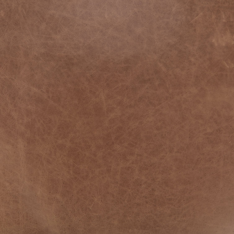 Contemporary Swivel Office Chair in Tan Leather and Cream Linen