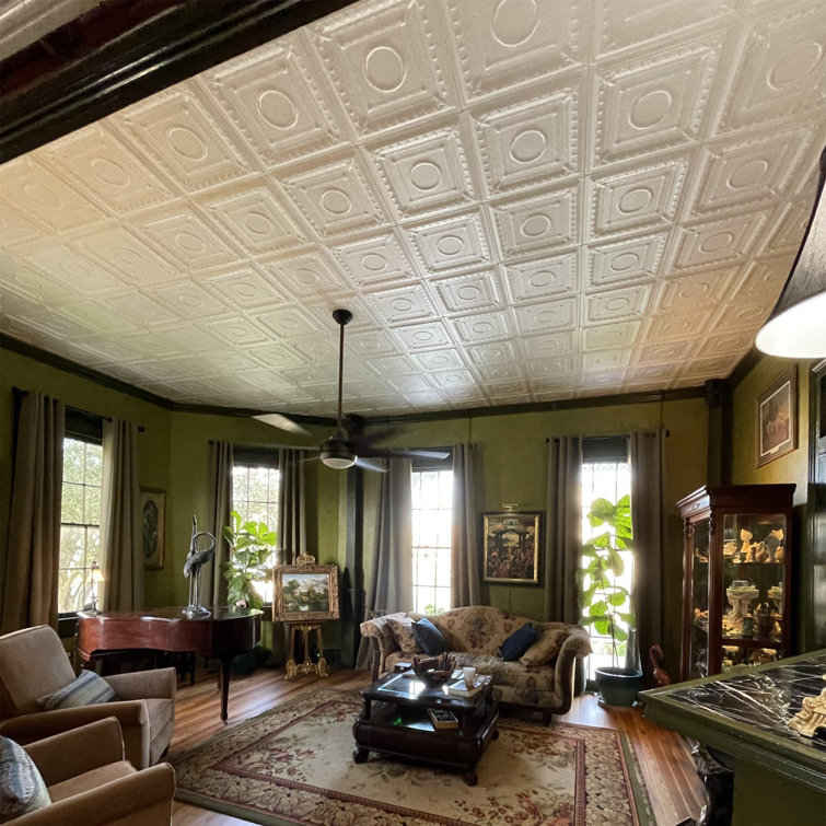 Antique Gold Polystyrene Romanesque Glue-up Ceiling Tile