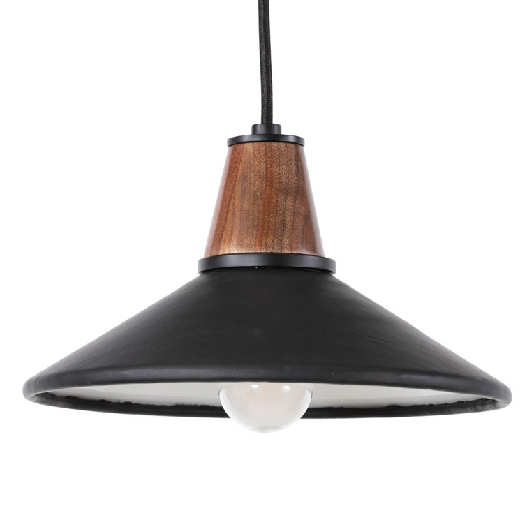 Cullen Modern Black Leather LED Pendant Light