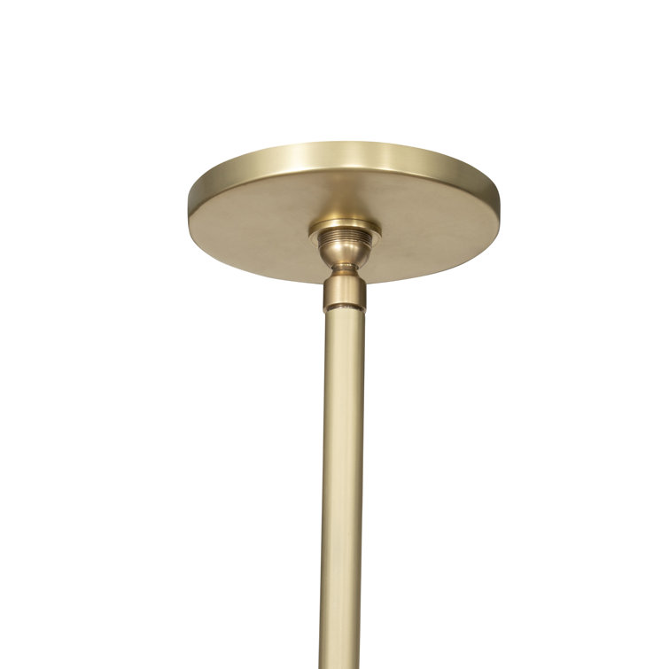 49" Brass and Walnut Mid-Century Modern Chandelier