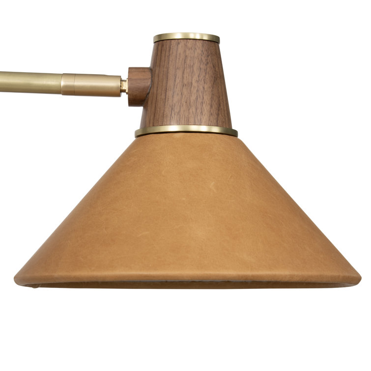 49" Brass and Walnut Mid-Century Modern Chandelier