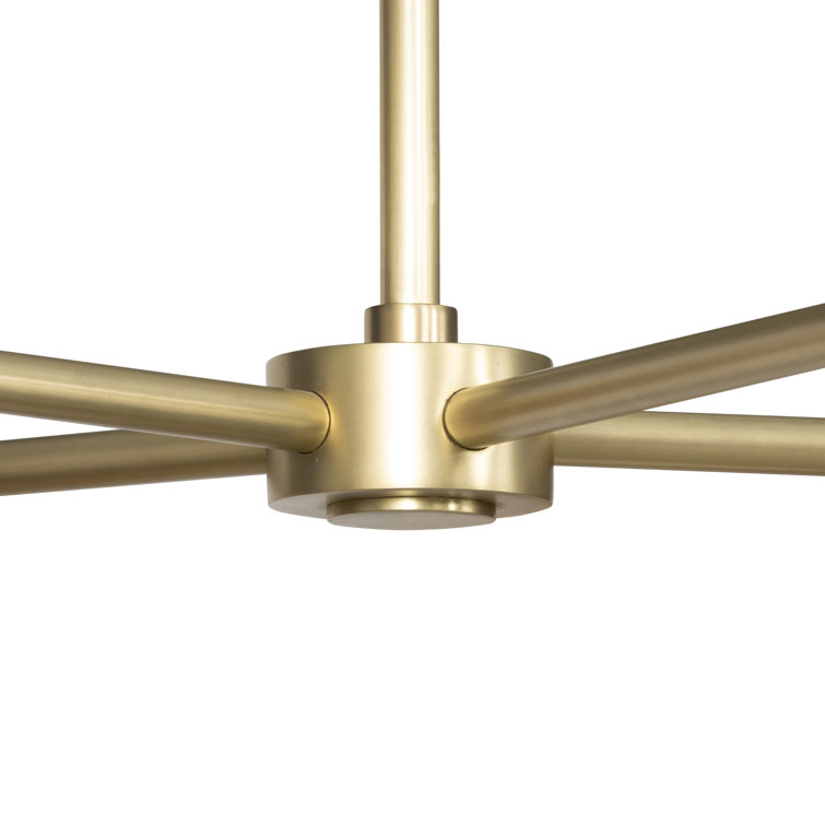 49" Brass and Walnut Mid-Century Modern Chandelier
