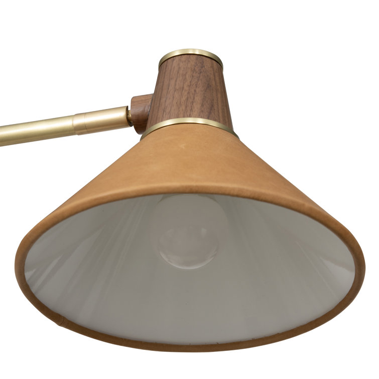 49" Brass and Walnut Mid-Century Modern Chandelier