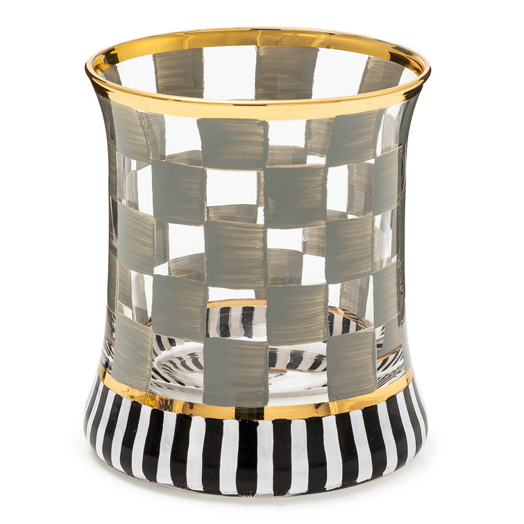 Sterling Hand-Painted Glass Tumblers with Gold Trim, Set of 2