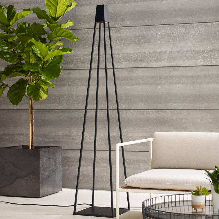 Black Aluminum Outdoor LED Floor Lamp with 3-Way Switch