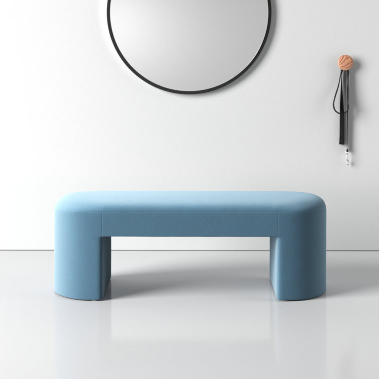 Hobson 51'' Light Blue Velvet Upholstered Bench