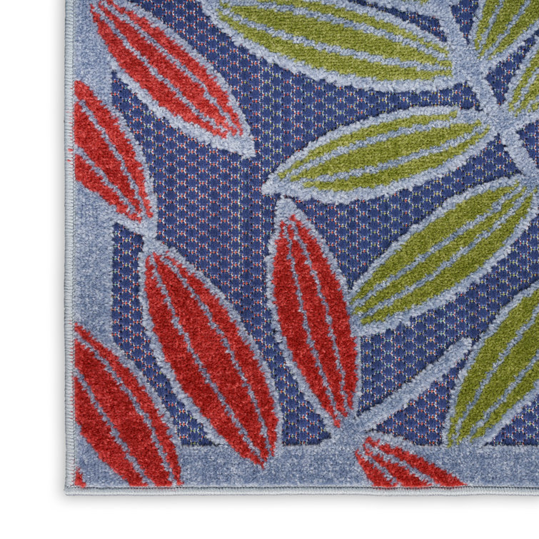 Navy Multicolor Floral Synthetic Rectangular 6' x 9' Rug
