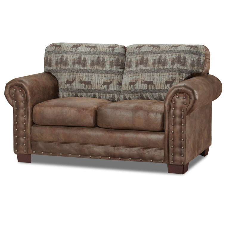 Deer Teal 4-Piece Rustic Sleeper Sofa Set with Oak Frame