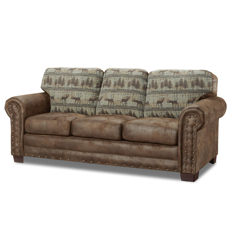 Deer Teal 4-Piece Rustic Sleeper Sofa Set with Oak Frame