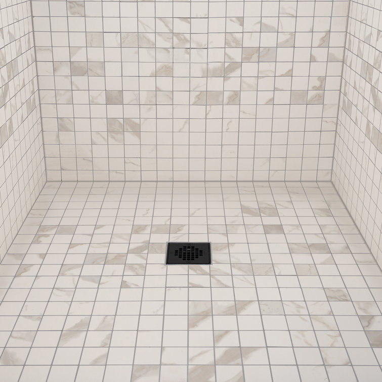 Matte Black Stainless Steel Square Shower Drain Strainer, 4-1/4"